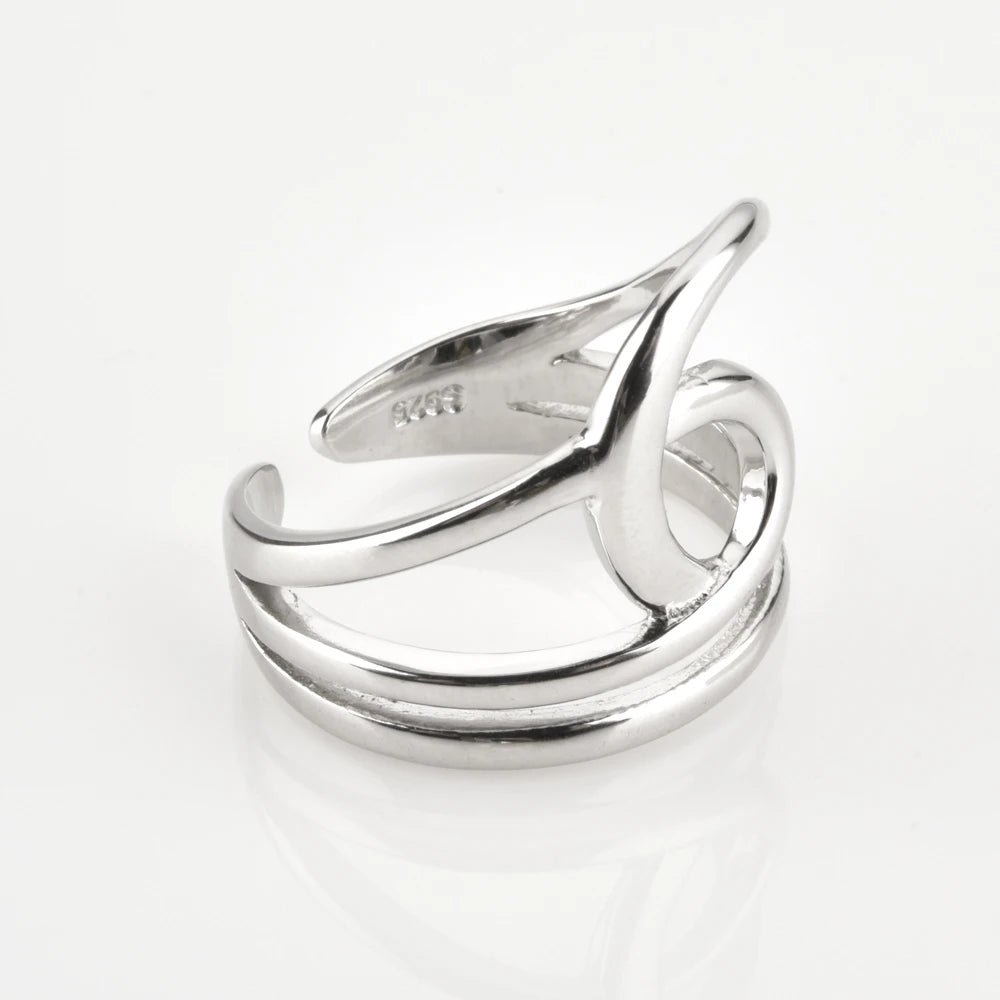 Anel Linhas Curvilíneas em Prata 925 com Banho de Ouro 18k