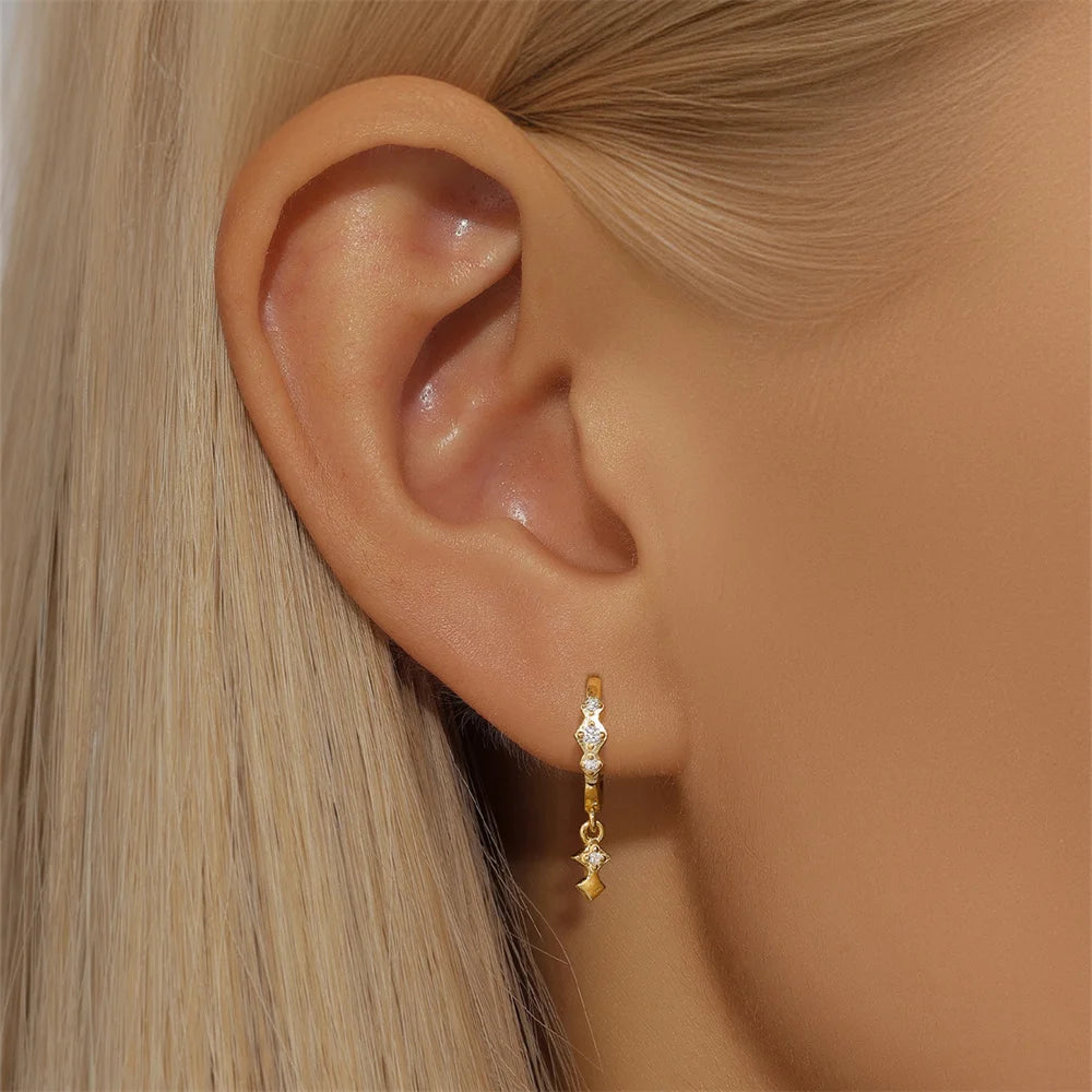 Brincos Argola Coroa com Zircônia Prata 925