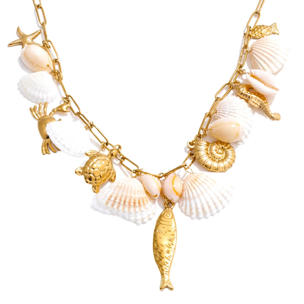 Conjunto Colar e Pulseira Geométricos em Aço Inoxidável com Banho Ouro PVD