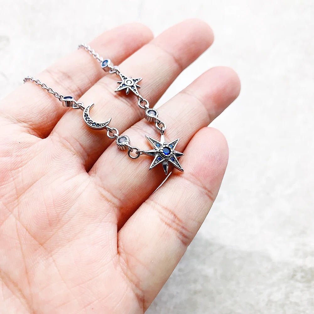 Colar Estrela e Lua Em Prata