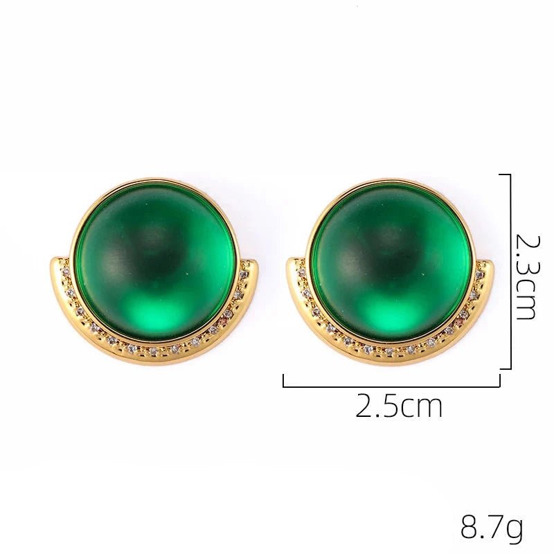 Brinco Vintage Verde Banhado a Ouro 18k Hipoalergênico