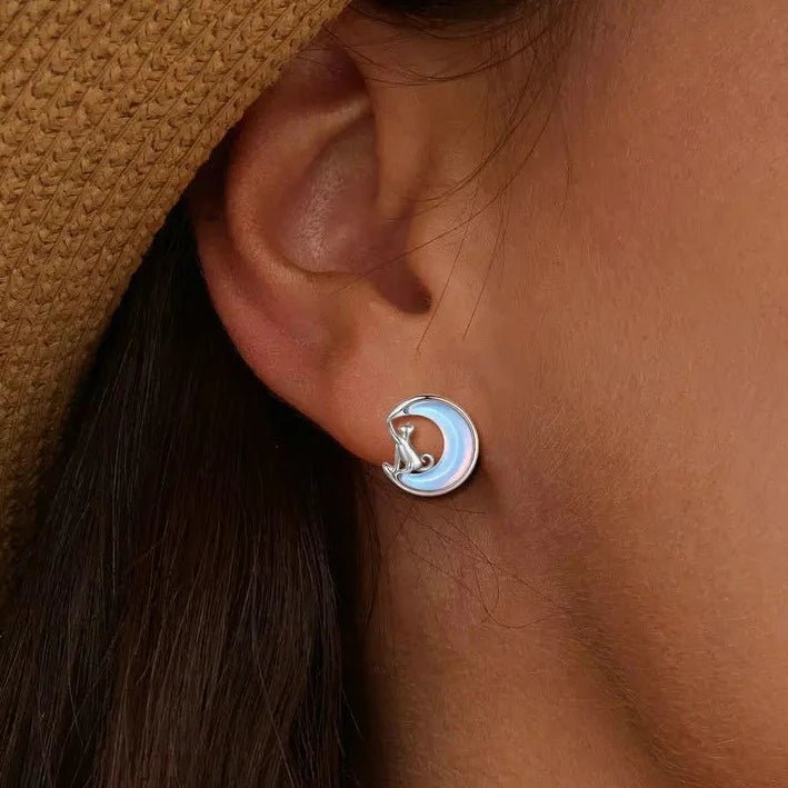 Brinco Luar Gato em Prata 925