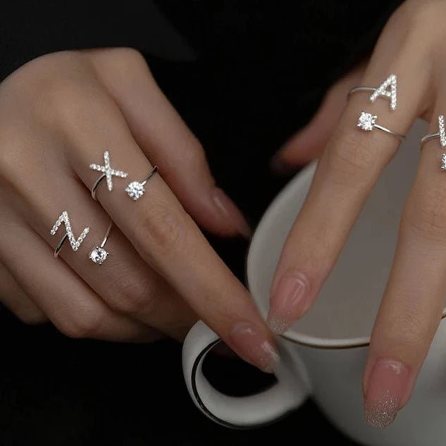 Anel Letra do Nome Zircônia