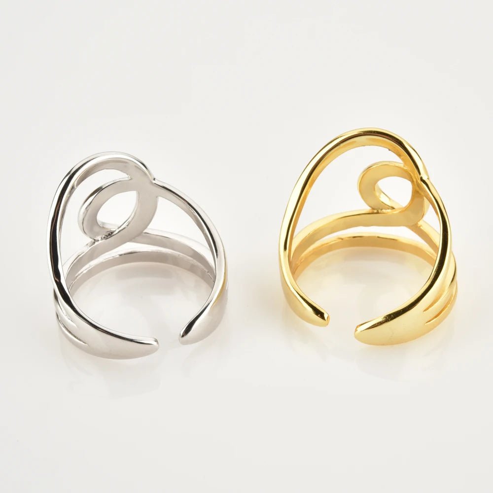 Anel Linhas Curvilíneas em Prata 925 com Banho de Ouro 18k