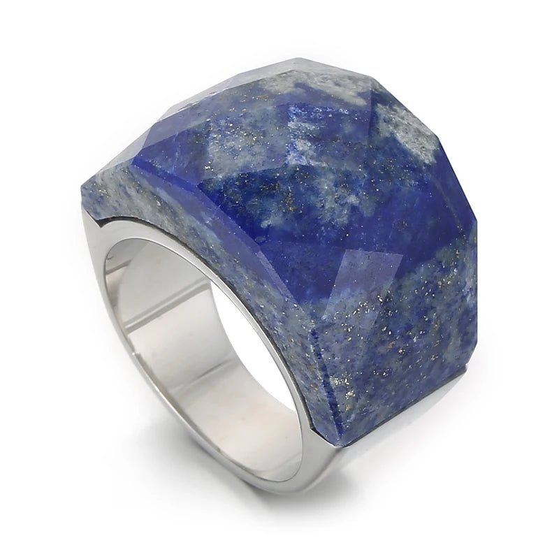 Anel Pedra Natural Grande Banhado em Ouro 18k