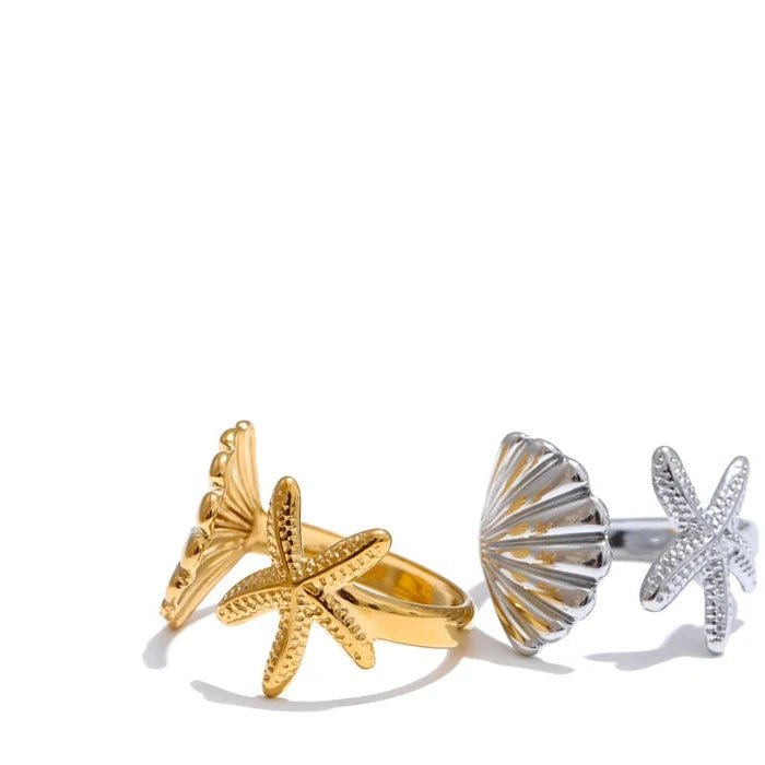 Anel Estrela do Mar Dourado
