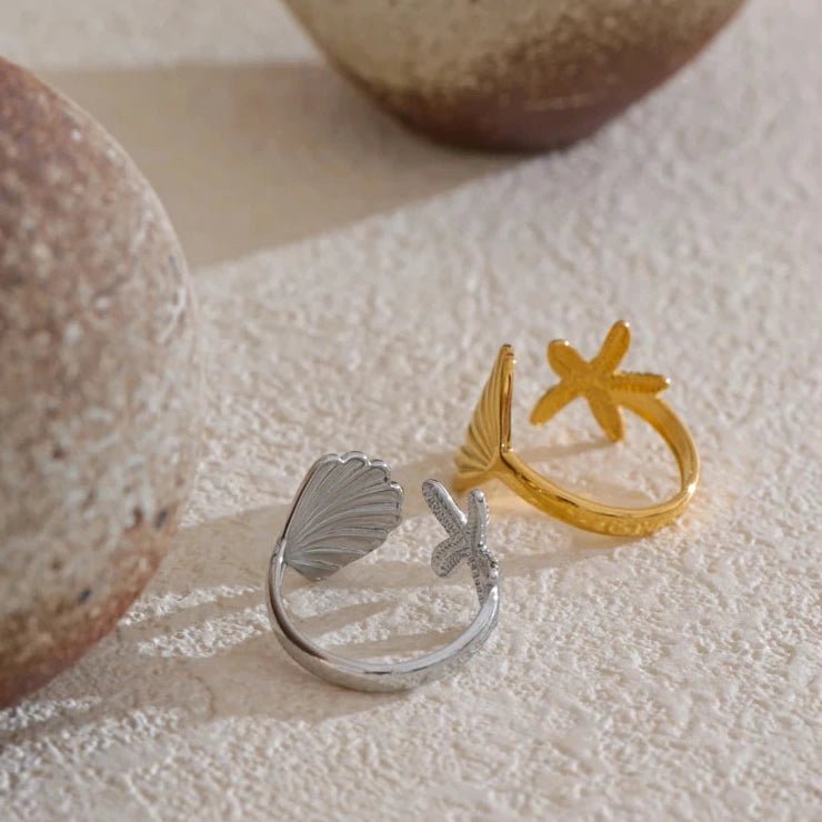 Anel Estrela do Mar Dourado