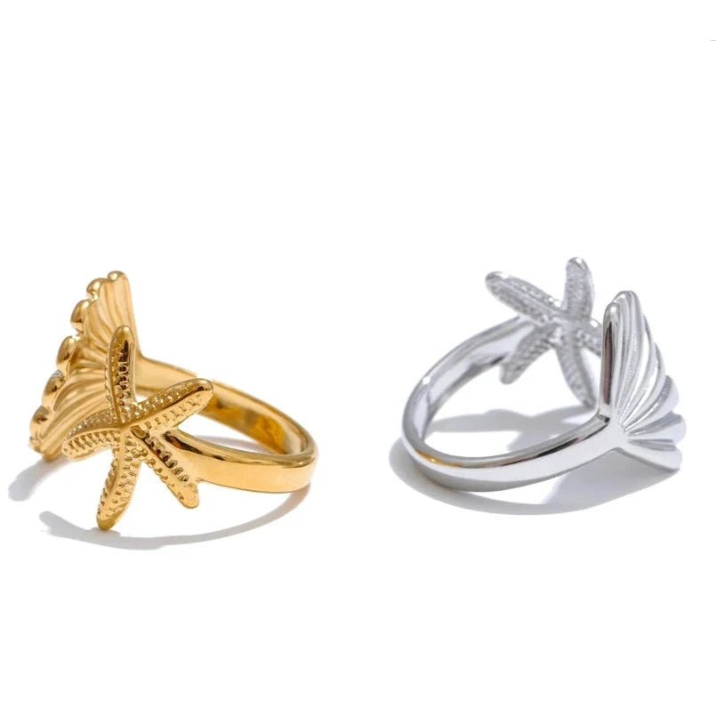 Anel Estrela do Mar Dourado