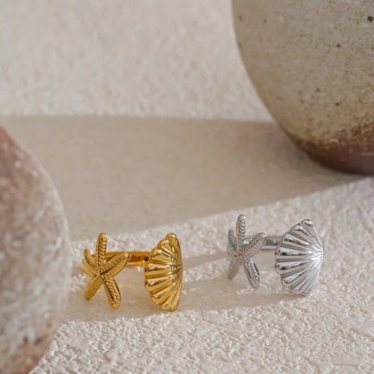 Anel Estrela do Mar Dourado