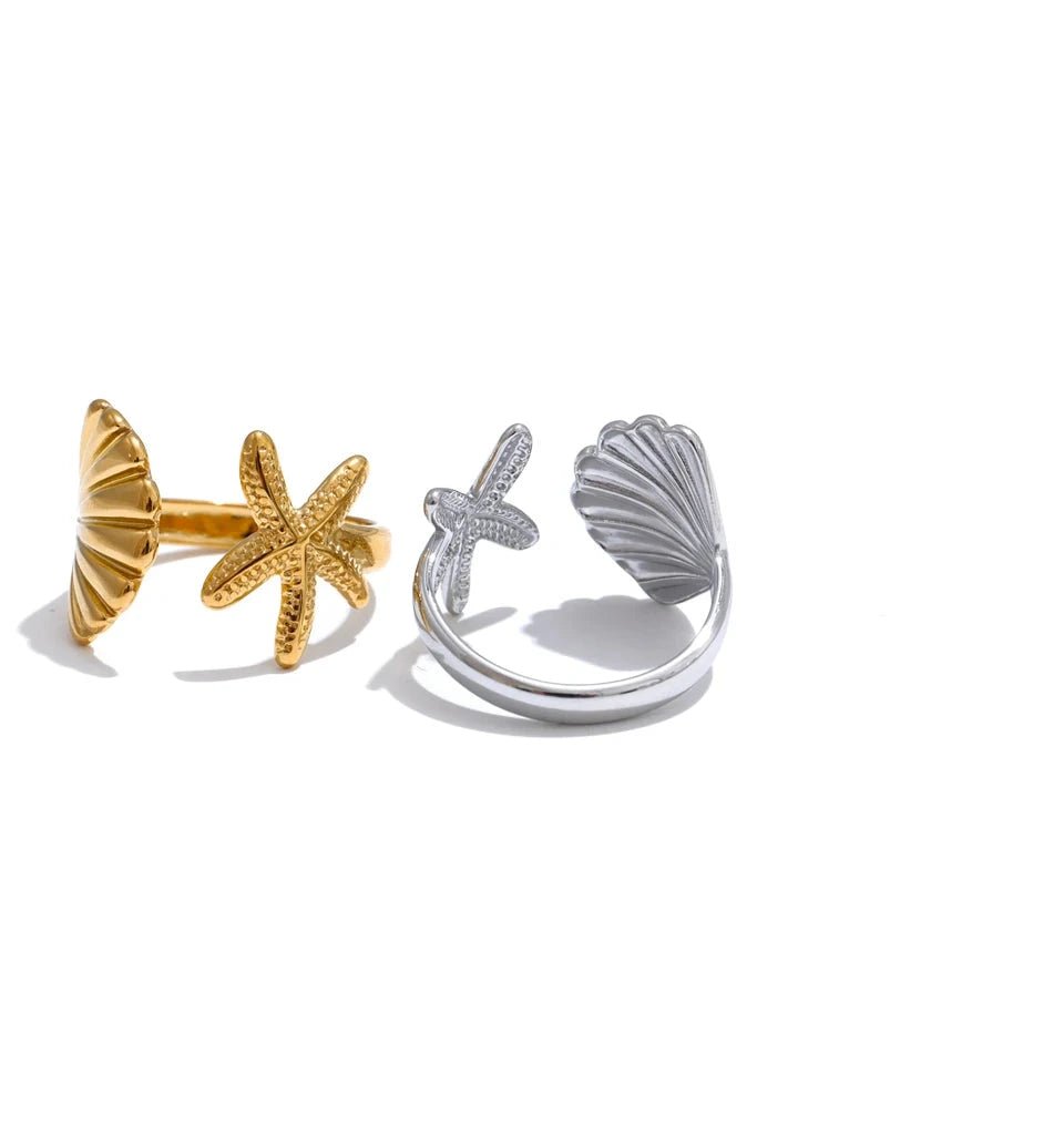 Anel Estrela do Mar Dourado