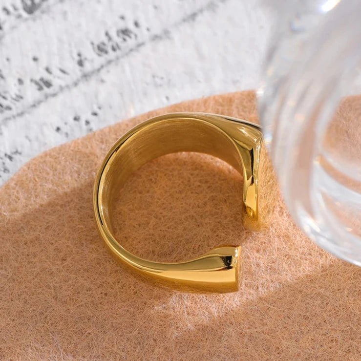 Anel Orgânico Regulável Folheado Ouro 18k