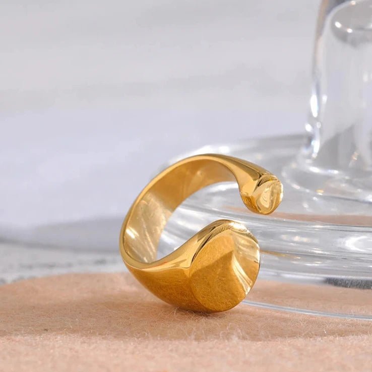 Anel Orgânico Regulável Folheado Ouro 18k