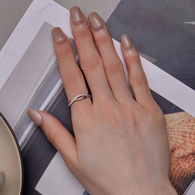 Anel Prata Aro Duplo Zircônia