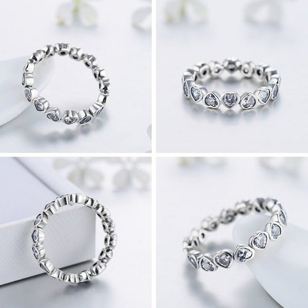 Anel Sequencia Coração Zircônia