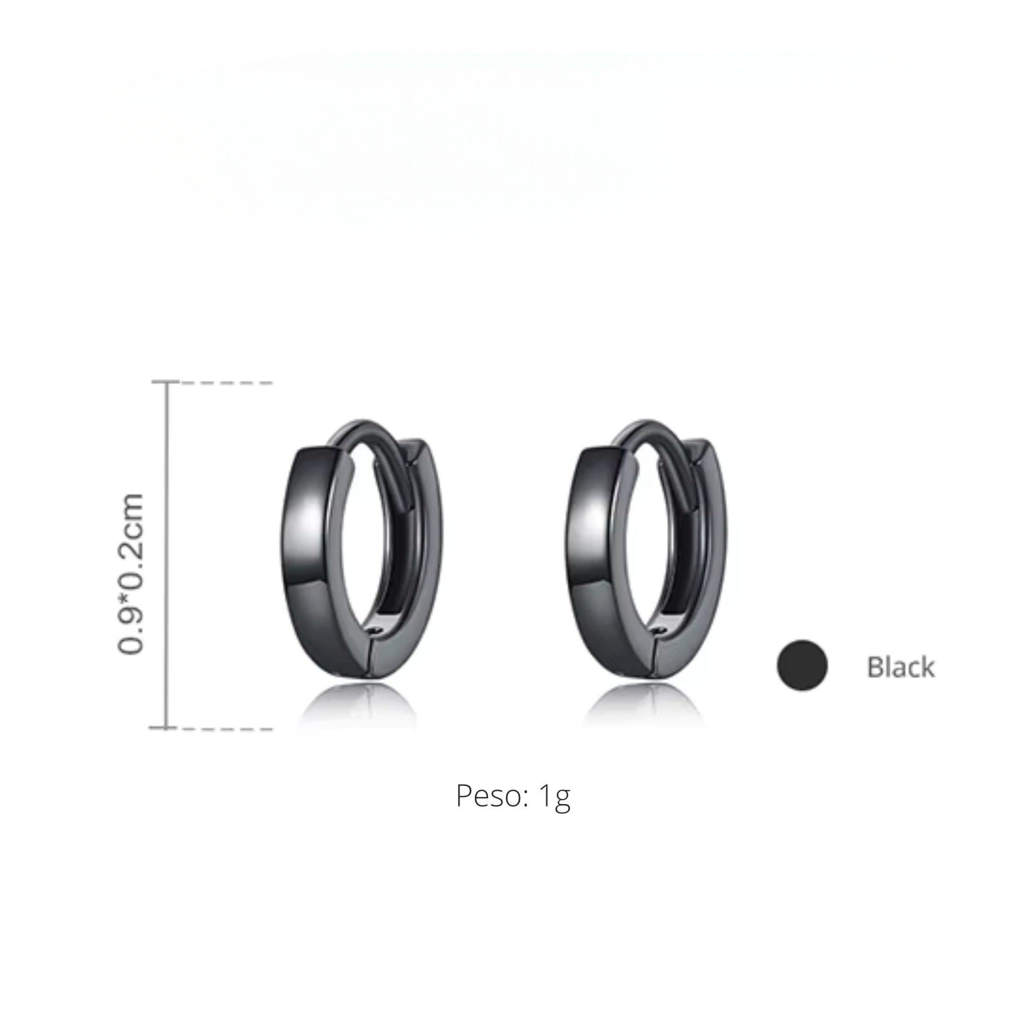 Brinco Argola Preto Masculino em Prata 925