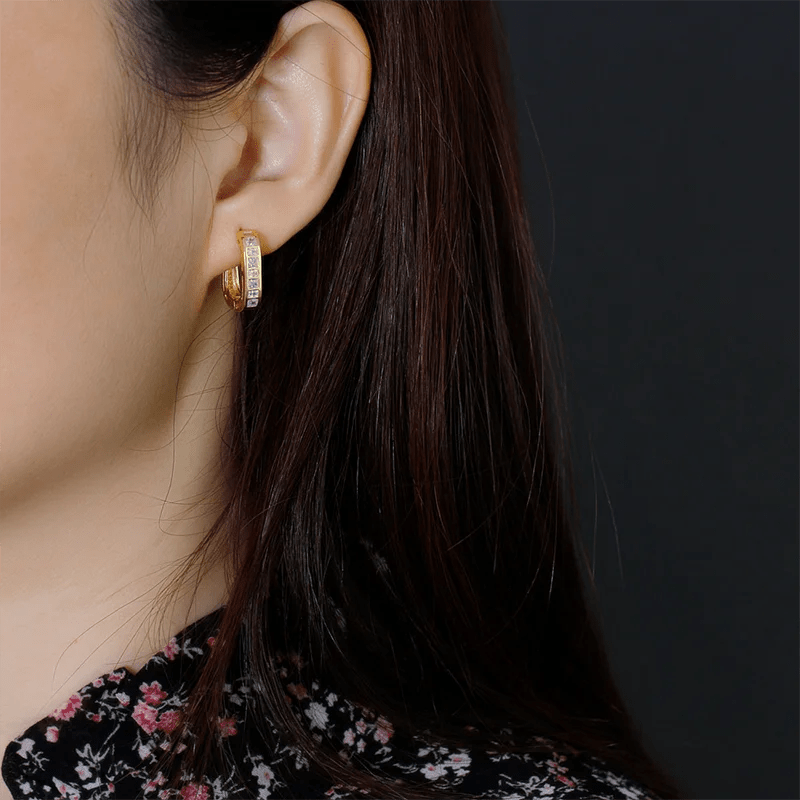 Brinco Lolita em Prata 925 com Zircônia e Banho de Ouro 18k