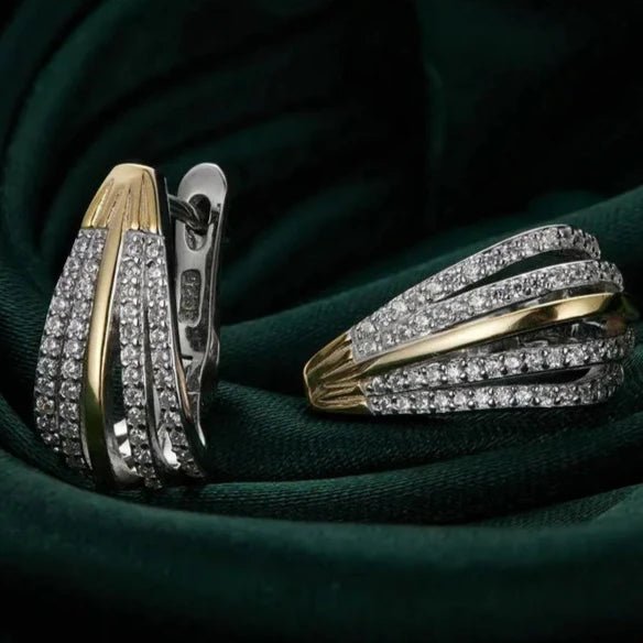 Brincos Argola Prata 925 com Dois Tons