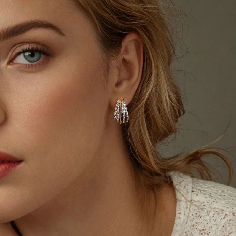 Brincos Argola Prata 925 com Dois Tons