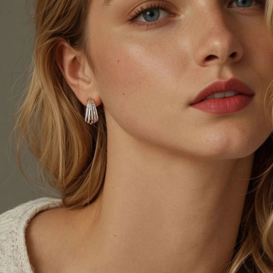 Brincos Argola Prata 925 com Dois Tons