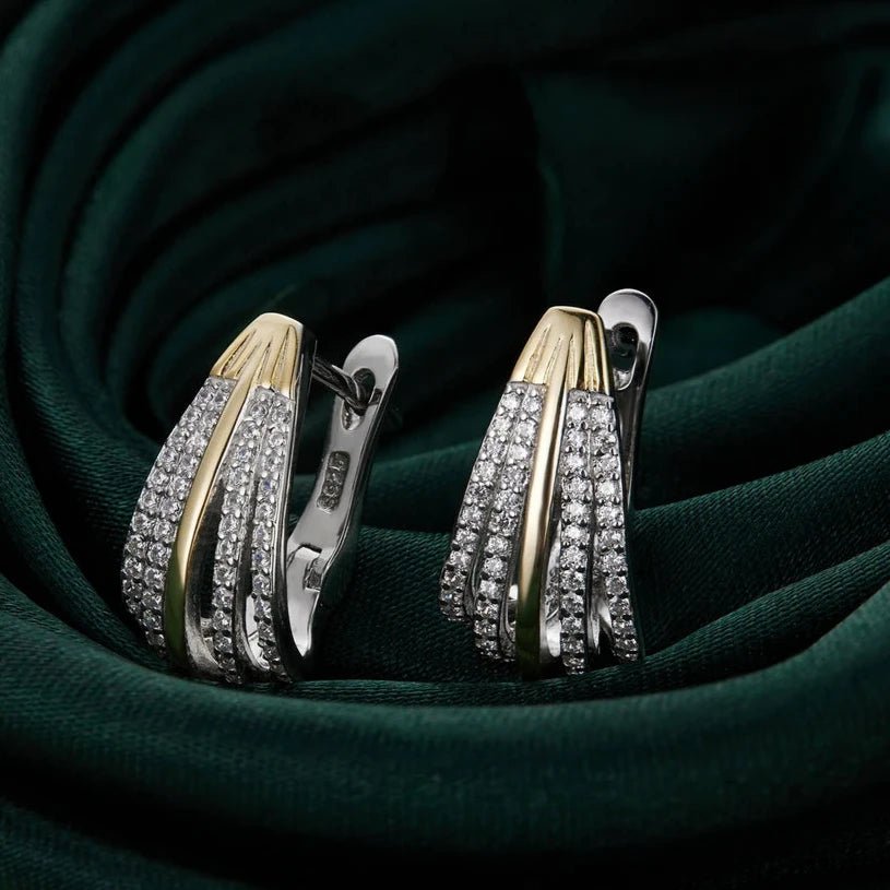 Brincos Argola Prata 925 com Dois Tons