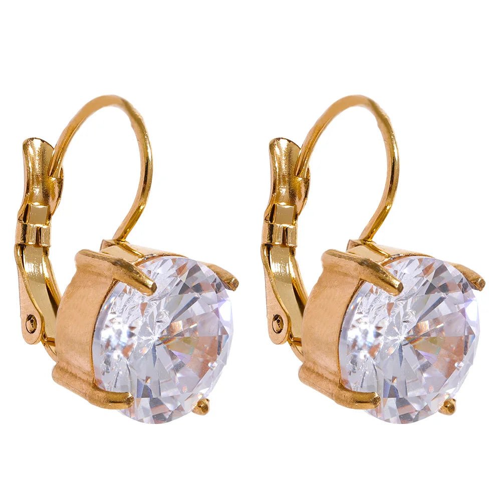 Brincos de Argola Zirconia Cúbica - Aço Inoxidável - Amare_40 folheada a ouro da Vonn | Vonn