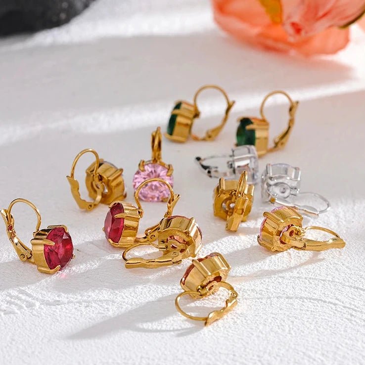 Brincos de Argola Zirconia Cúbica - Aço Inoxidável