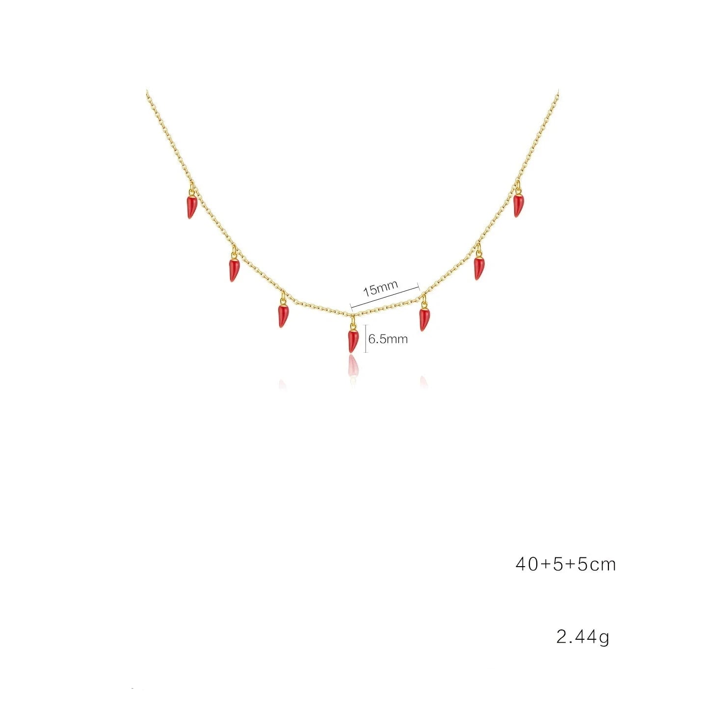 Choker Colar Pimenta Vermelha Prata 925