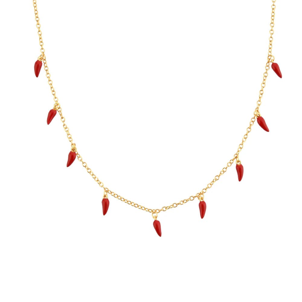 Choker Colar Pimenta Vermelha Prata 925