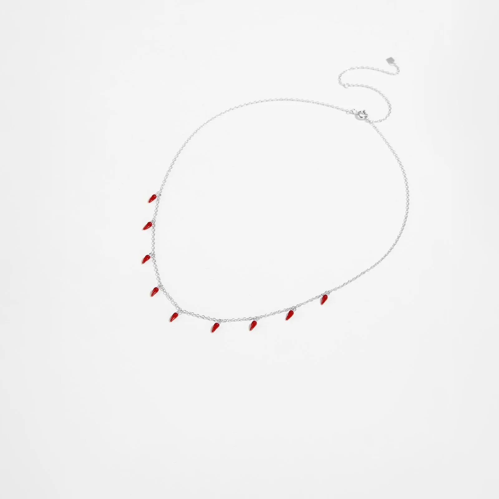 Choker Colar Pimenta Vermelha Prata 925