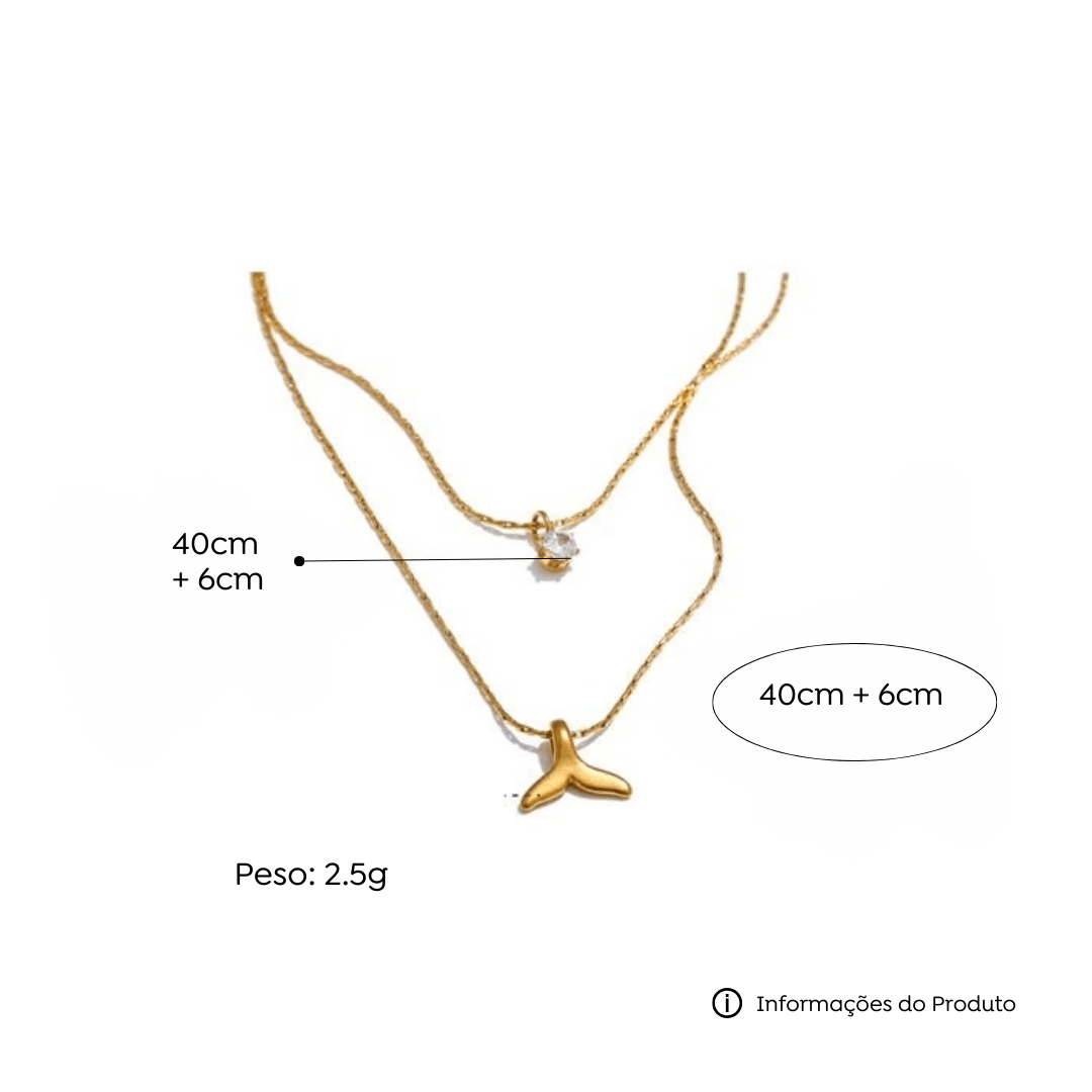 Colar Cauda de Sereia Dourado - Amare_30 folheada a ouro da Vonn | Vonn