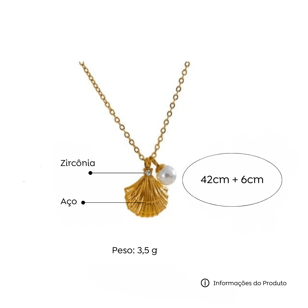 Colar Concha com Pérola - Amare_33 folheada a ouro da Vonn | Vonn