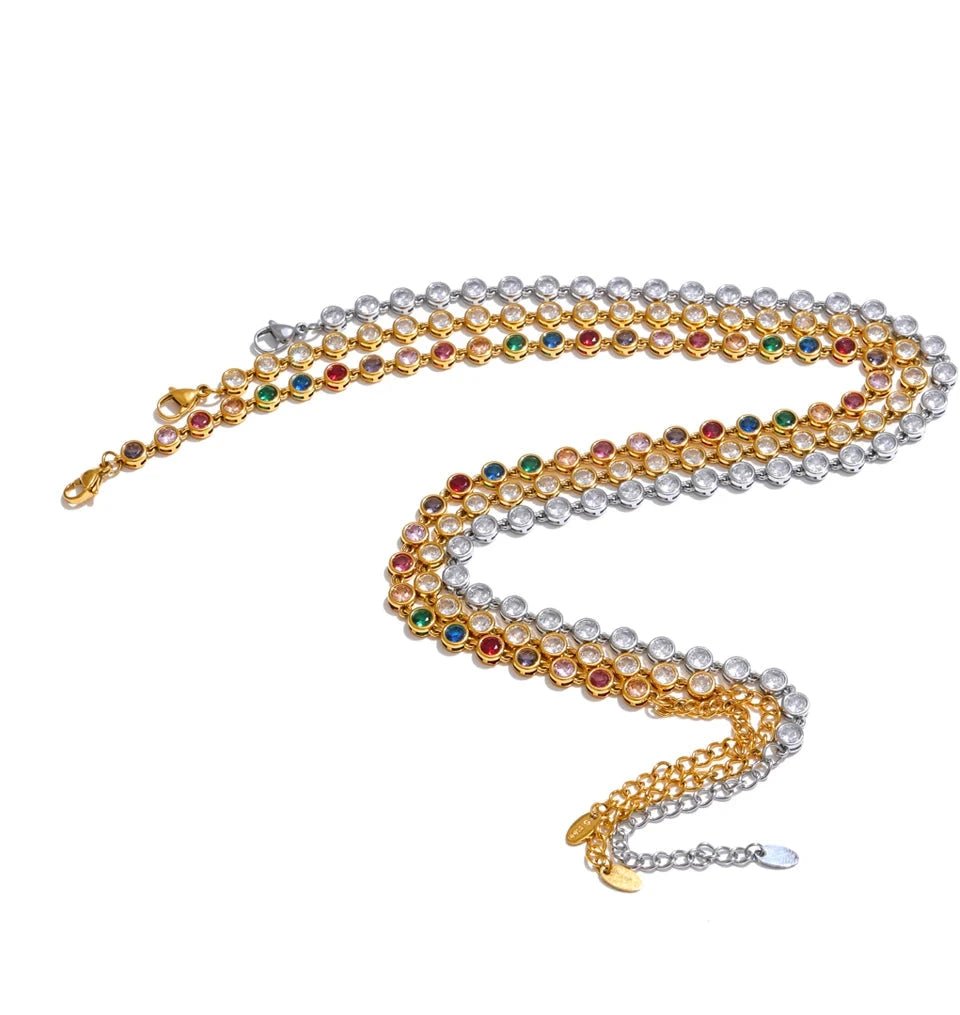 Colar Dourado Pedras Zircônia - Amare_32 folheada a ouro da Vonn | Vonn