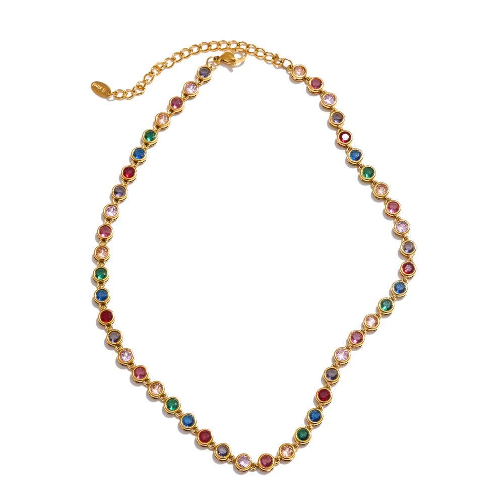 Colar Dourado Pedras Zircônia - Amare_32 folheada a ouro da Vonn | Vonn