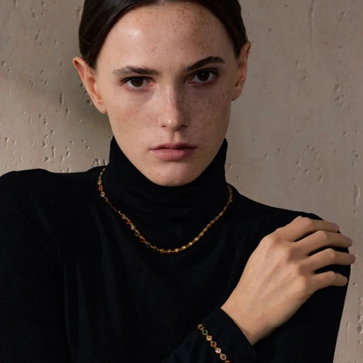 Colar Dourado Pedras Zircônia - Amare_32 folheada a ouro da Vonn | Vonn