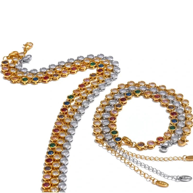 Colar Dourado Pedras Zircônia - Amare_32 folheada a ouro da Vonn | Vonn