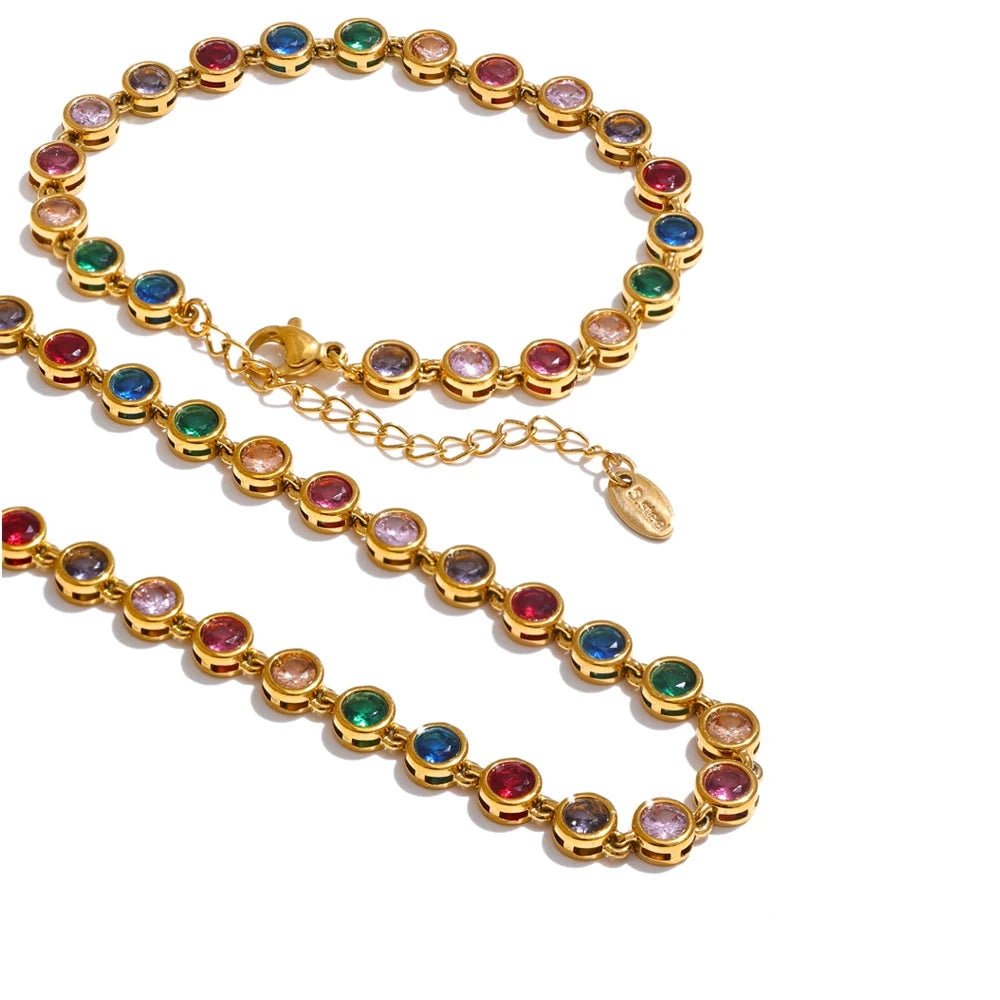 Colar Dourado Pedras Zircônia - Amare_32 folheada a ouro da Vonn | Vonn
