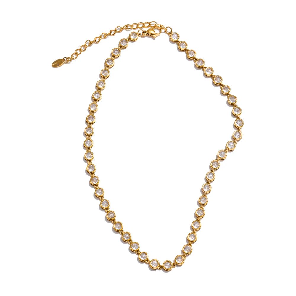 Colar Dourado Pedras Zircônia - Amare_32 folheada a ouro da Vonn | Vonn