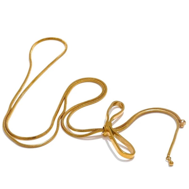 Colar Laço Dourado - Longo - Amare_54 folheada a ouro da Vonn | Vonn