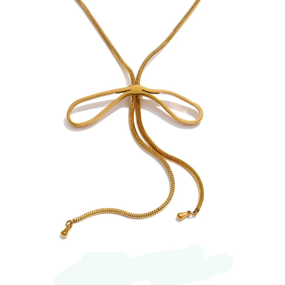 Colar Laço Dourado - Longo - Amare_54 folheada a ouro da Vonn | Vonn