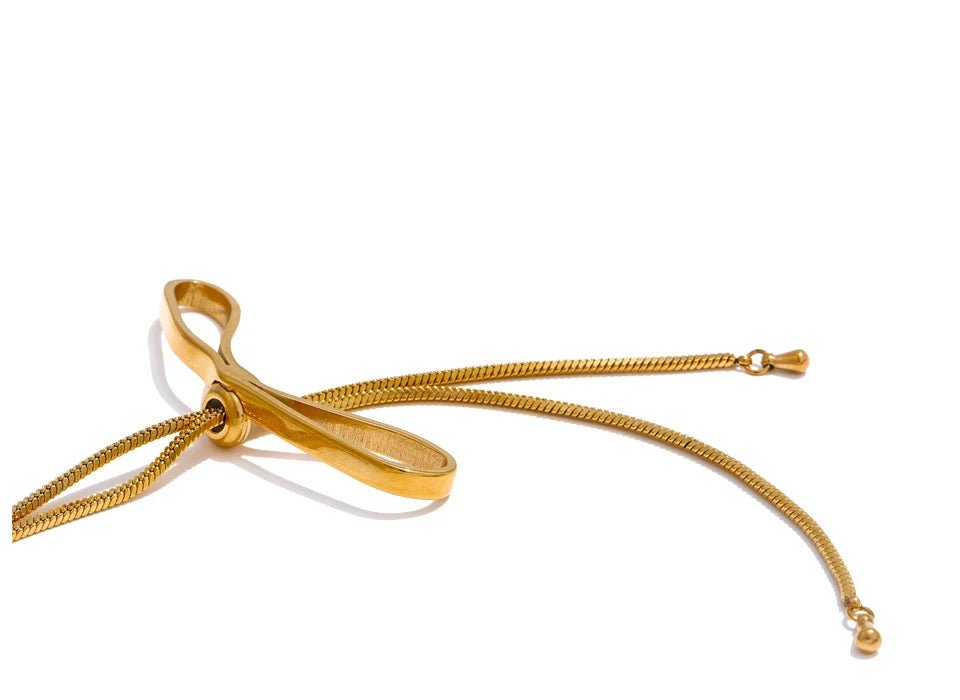 Colar Laço Dourado - Longo - Amare_54 folheada a ouro da Vonn | Vonn