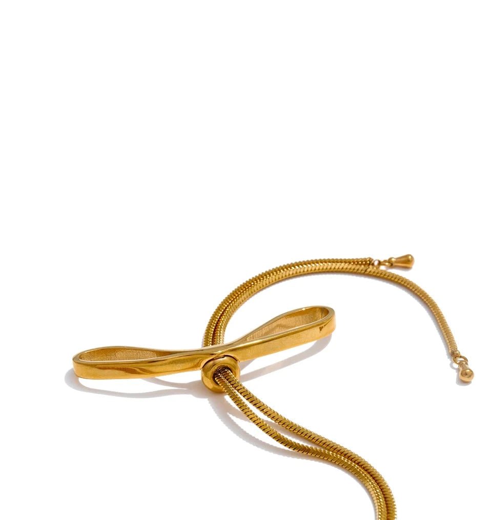 Colar Laço Dourado - Longo - Amare_54 folheada a ouro da Vonn | Vonn
