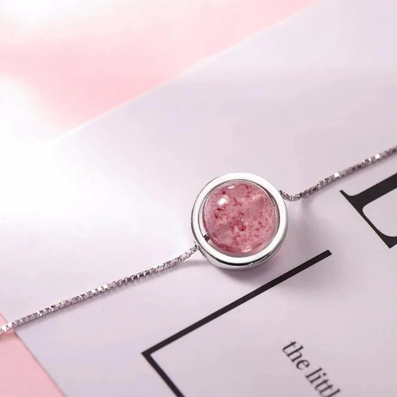 Colar Pedra Rosa Prata 925