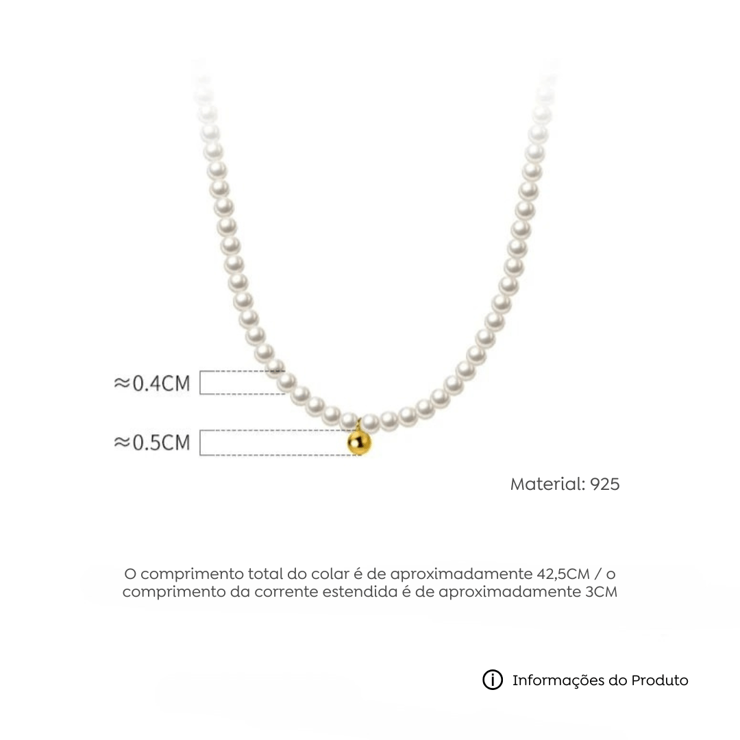 Colar Pérola Prata 925 - Amare_24 folheada a ouro da Vonn | Vonn