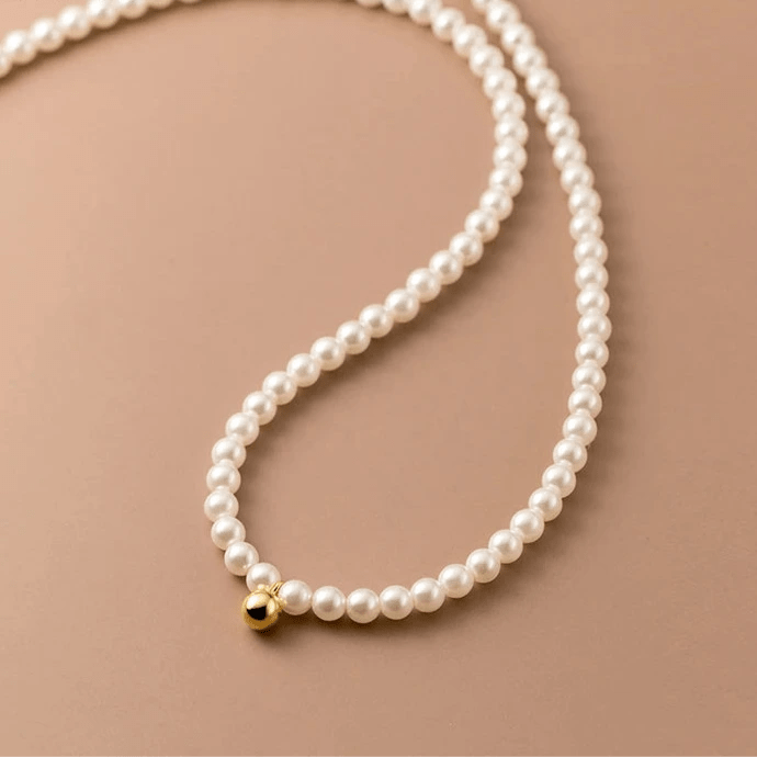 Colar Pérola Prata 925 - Amare_24 folheada a ouro da Vonn | Vonn