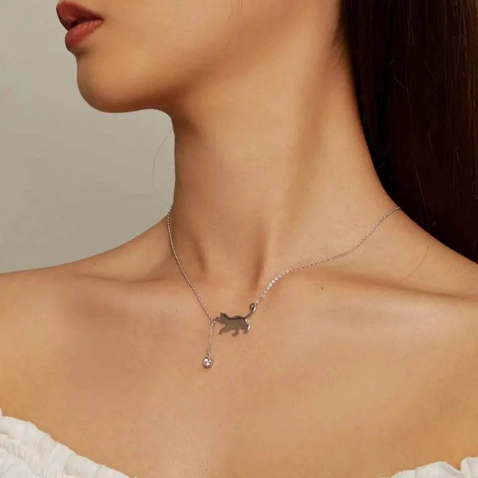 Colar Pingente Gato Prata 925