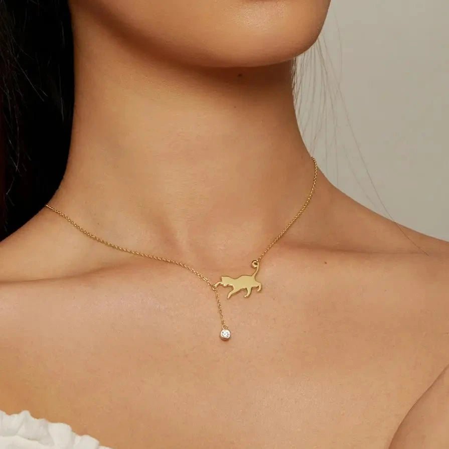 Colar Pingente Gato Prata 925