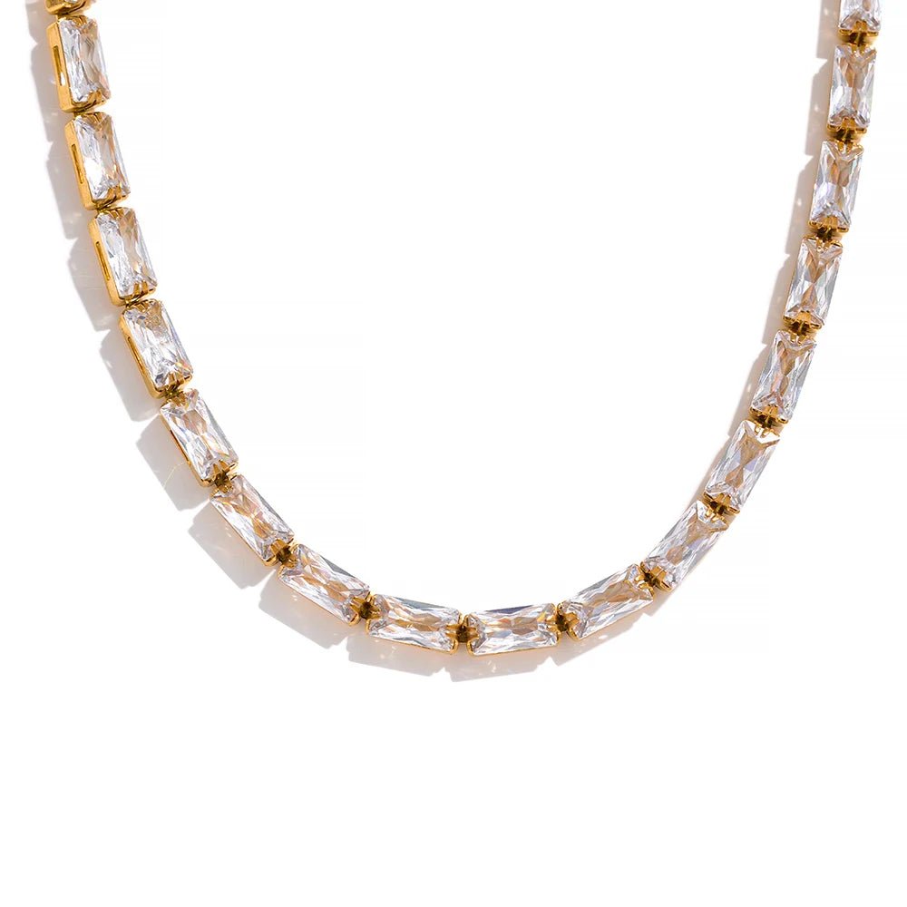 Colar Riviera Retangular - Amare_05 folheada a ouro da Vonn | Vonn