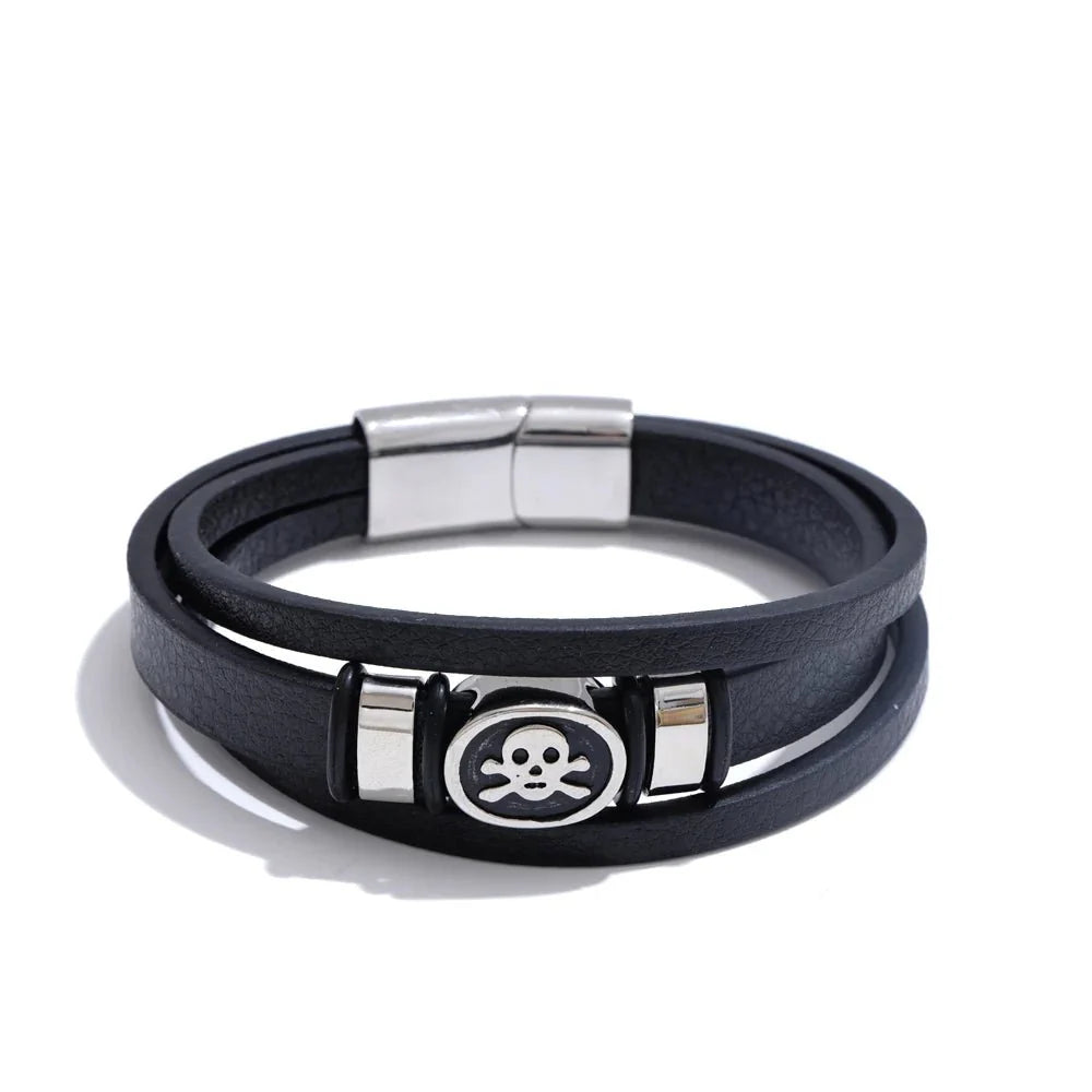 Pulseira Crânio em Metal Aço Inoxidável