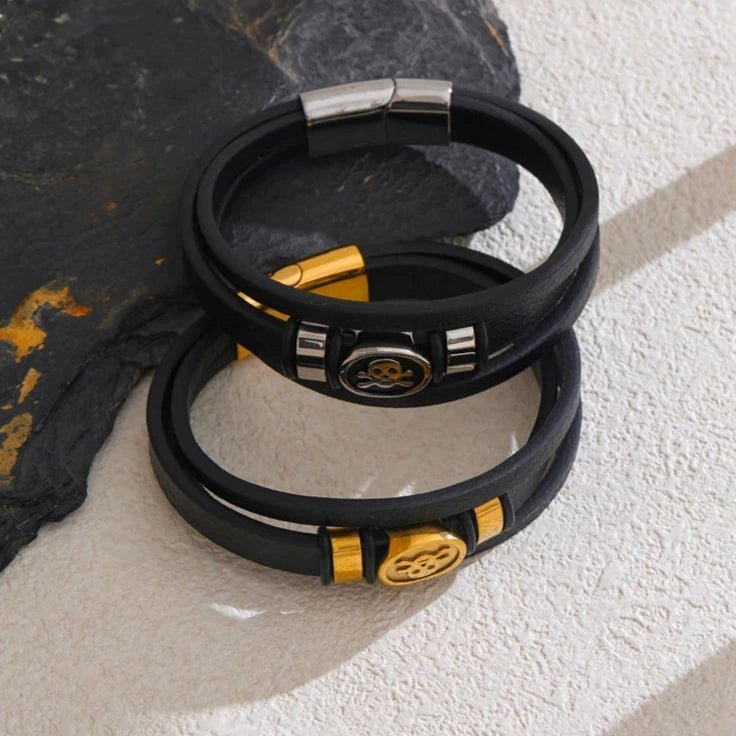 Pulseira Crânio em Metal Aço Inoxidável