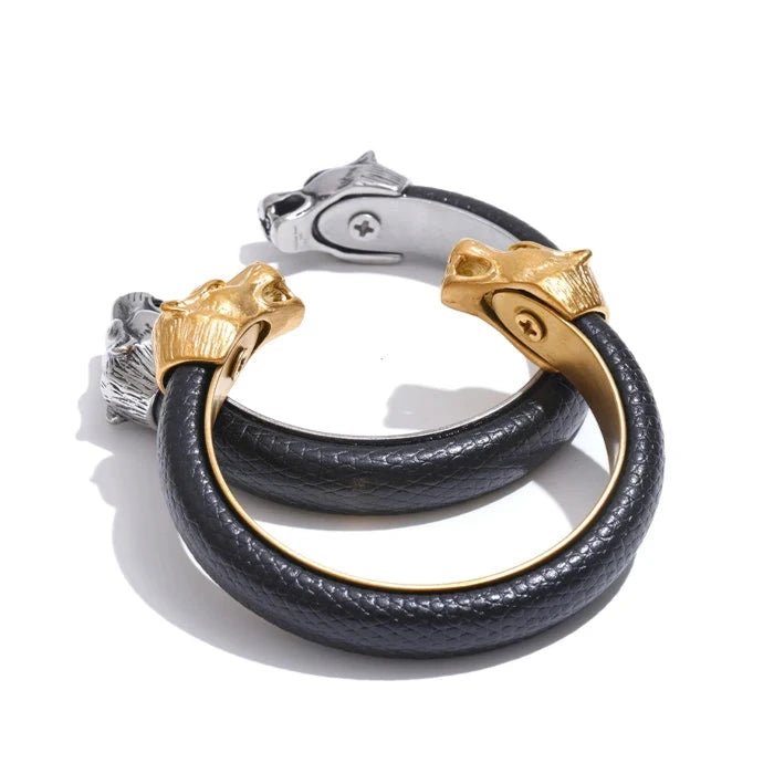 Pulseira Punho de Couro Vintage Masculina - MAS_60 folheada a ouro da Vonn | Vonn